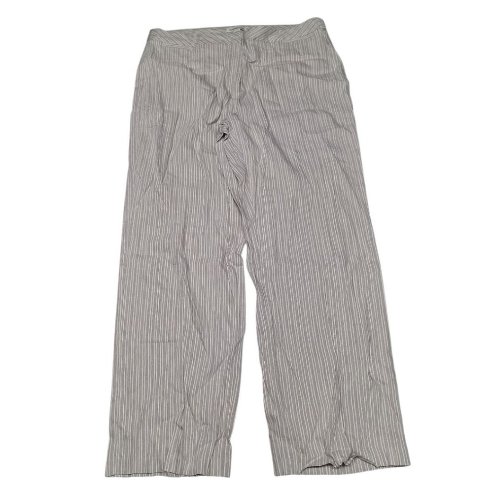 Coldwater Creek Gray Stripe Pants Linen Blend‎ Womens 18 Plus Size